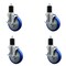 Service Caster 5'' Blue Poly Swivel 1-3/4'' Expanding Stem Caster Set with Brake, 4PK SCC-EX20S514-PPUB-BLUE-TLB-134-4 - alternate 1